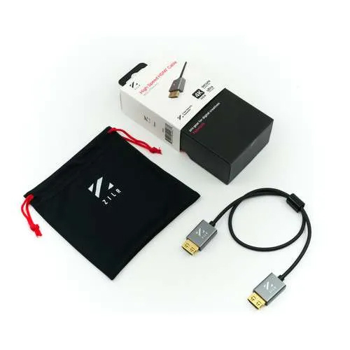 ZILR 4Kp60 45cm /17.7" (Full to Full) Hyper Thin High Speed HDMI Secure Cable with Ethernet 