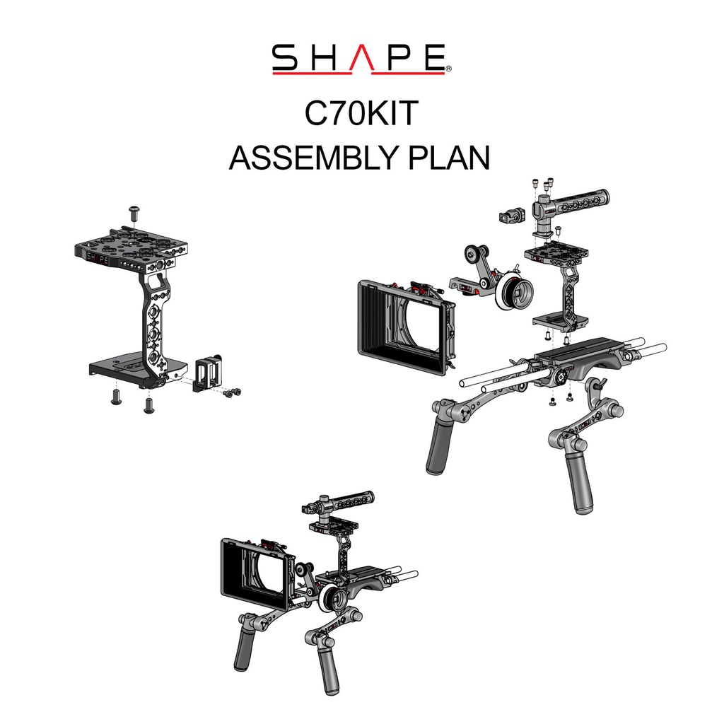 SHAPE Canon C70 baseplate, cage with handles, matte box, follow focus pro