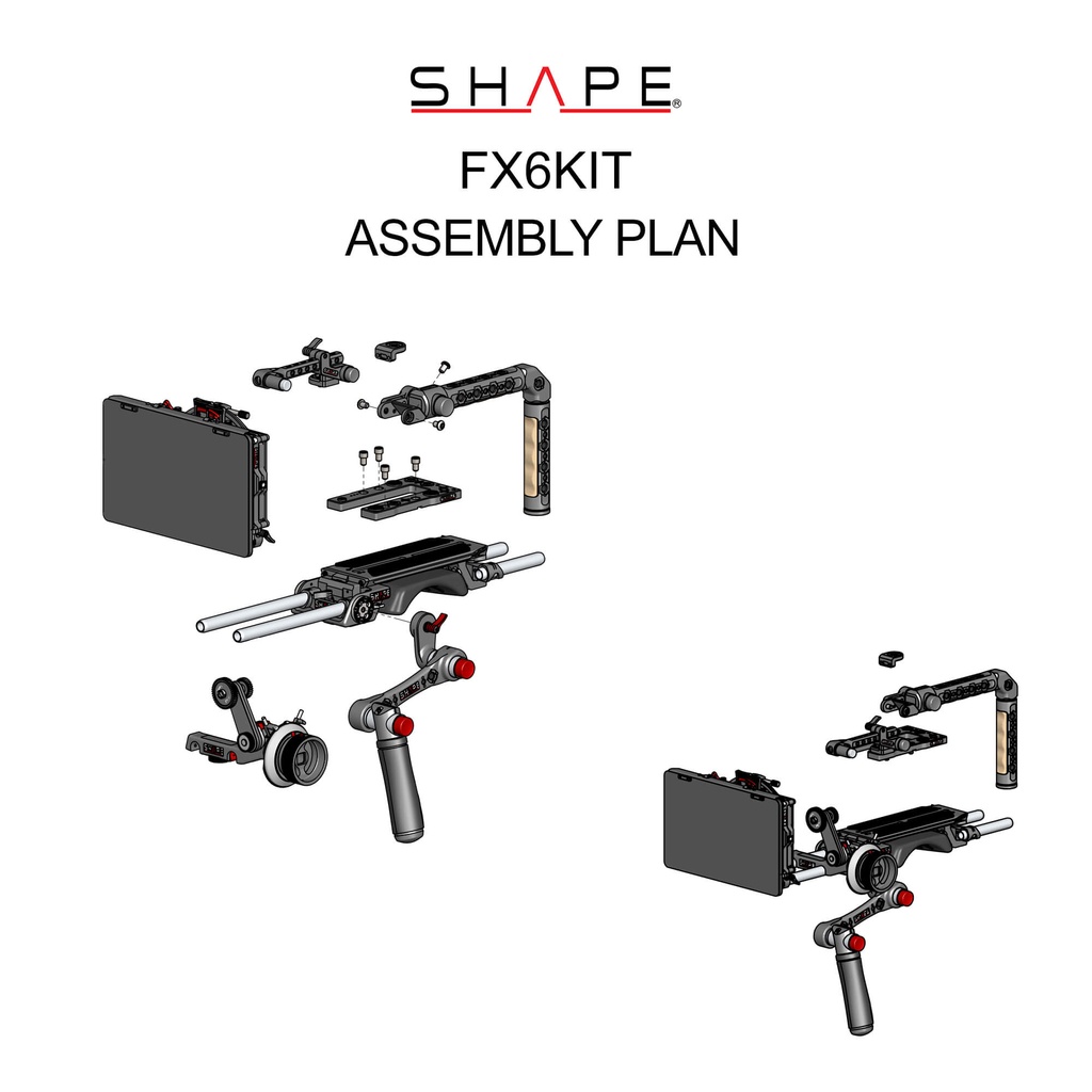 SHAPE Sony FX6 baseplate, top plate, controller top handle,VF. mount, matte box, follow focus pro