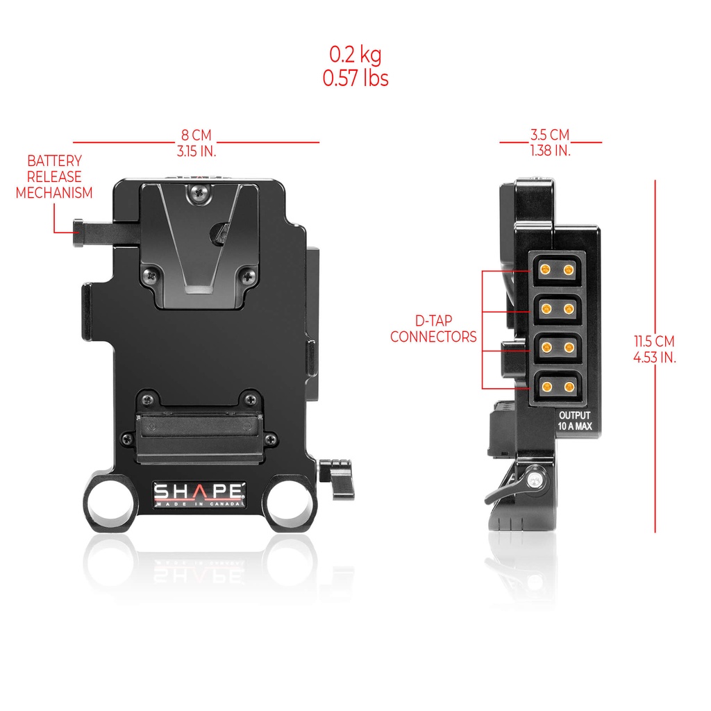 SHAPE Multi D-Tap V-Mount Plate 15mm LWS Rod Mount