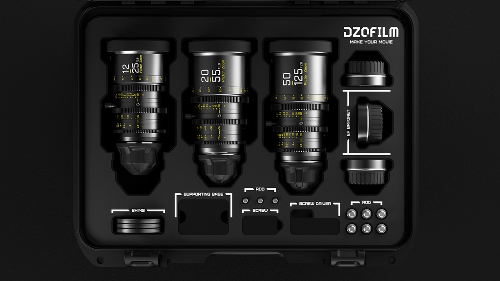 DZOFILM Pictor Zoom 3-Lens Kit (12-25/20-55/50-125 T2.8) Black