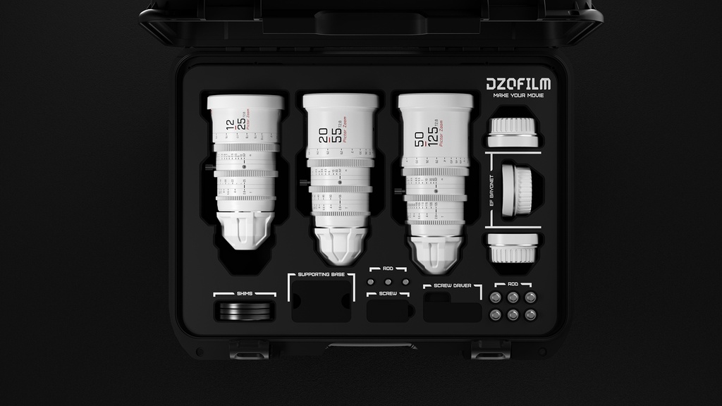 DZOFILM Pictor Zoom 3-Lens Kit (12-25/20-55/50-125 T2.8) White