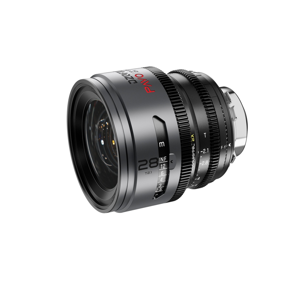 DZOFILM Pavo 2x Anamorphic 28mm T2.1 for PL/EF Mount (S35) metric - Golden Coating