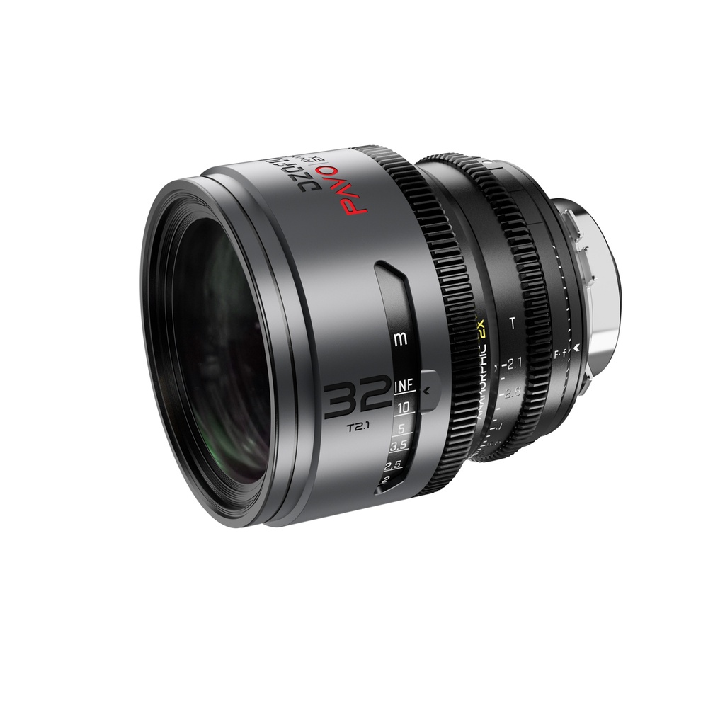 DZOFILM Pavo 2x Anamorphic 32mm T2.1 for PL/EF Mount (S35) metric - Golden Coating