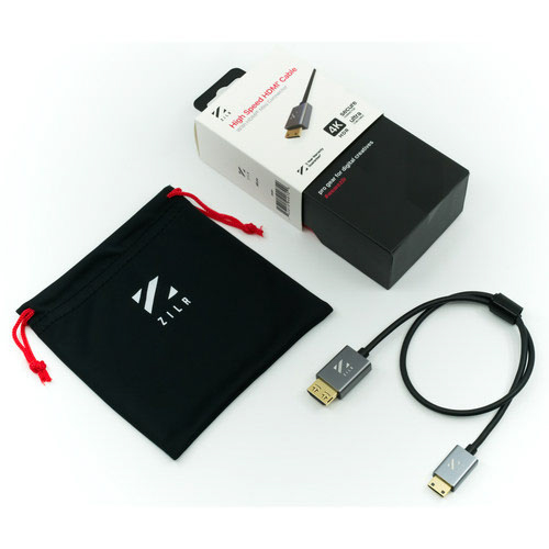ZILR 4Kp60 50cm /17.7" (Full to Mini) Hyper Thin Ultra High Speed HDMI Secure Cable Mini Connector