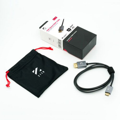 ZILR 4Kp60 1m / 3.3 ft (Full to Mini) Hyper Thin Ultra High Speed HDMI Secure Cable Mini Connector