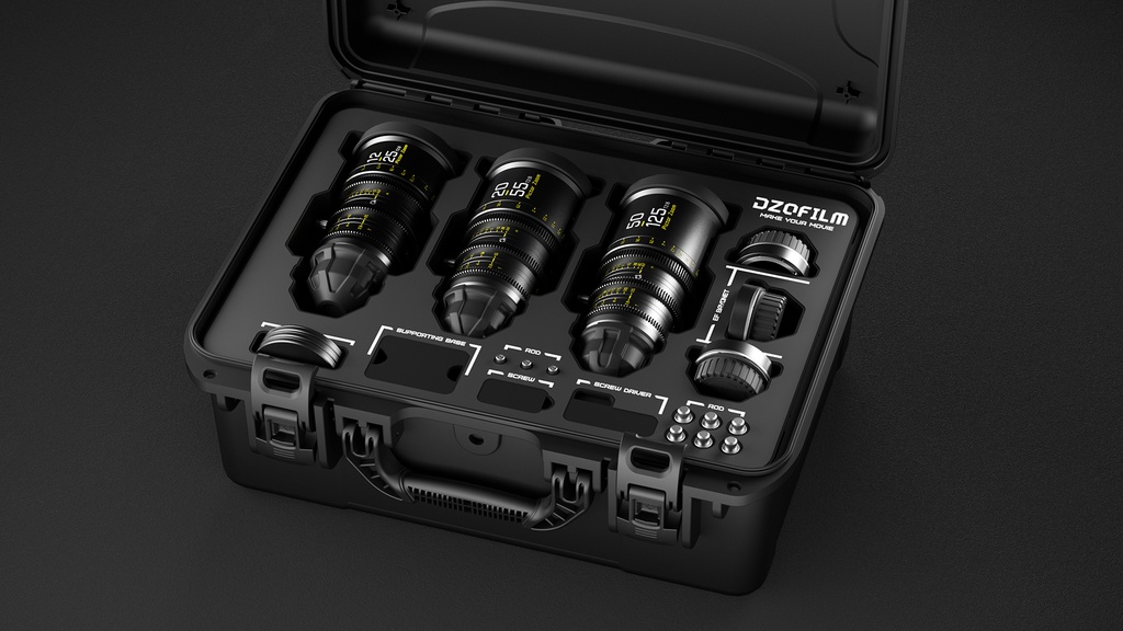 [DZO-7220001B/2B/4B-Kit] DZOFILM Pictor Zoom 3-Lens Kit (12-25/20-55/50-125 T2.8) Black