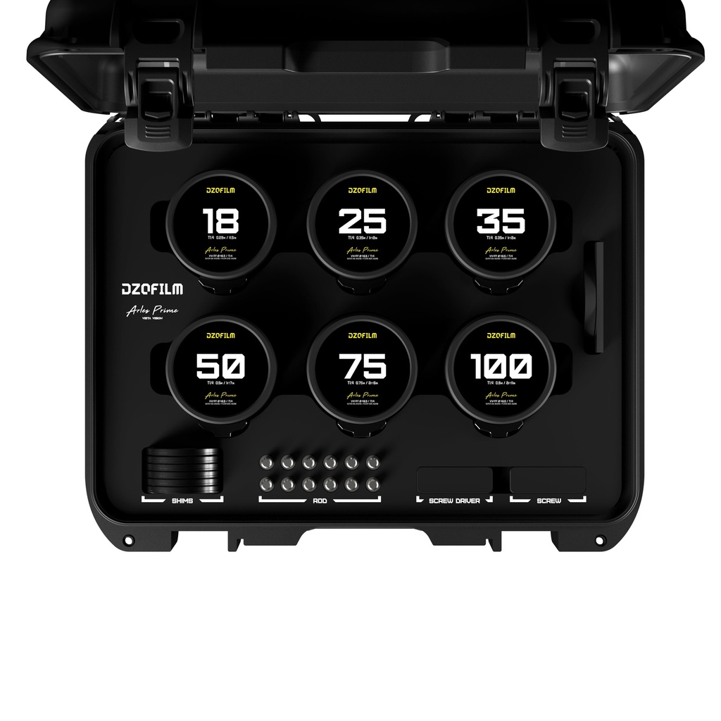 DZOFILM Arles 6-Lens-Kit 18/25/35/50/75/100mm T1.4 FF/VV Prime Cine Lens for PL (imperial)