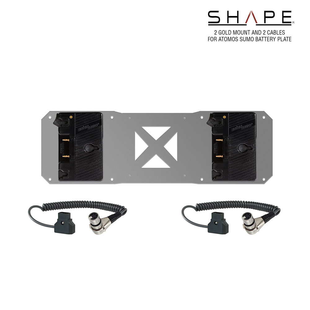 SHAPE 2 Gold-Mount und 2 Kabel für Atomos Sumo Batterieplatte