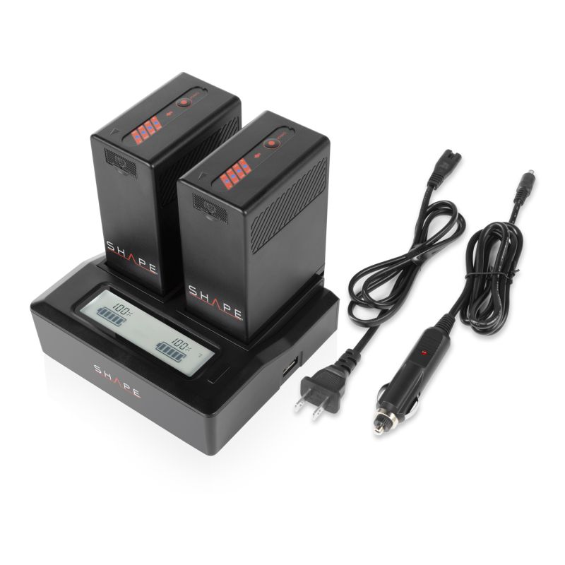 SHAPE 2x Lithium-Ionen Batterien mit Dual LCD Ladegerät