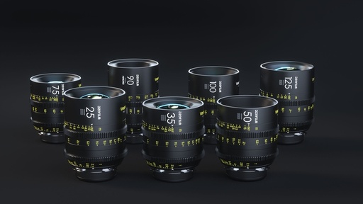 [DZO-V21B7PL-M] DZOFILM Vespid Prime 7-Lens Kit (25/35/50/75/100/125 T2.1 + Macro 90 T2.8) metric