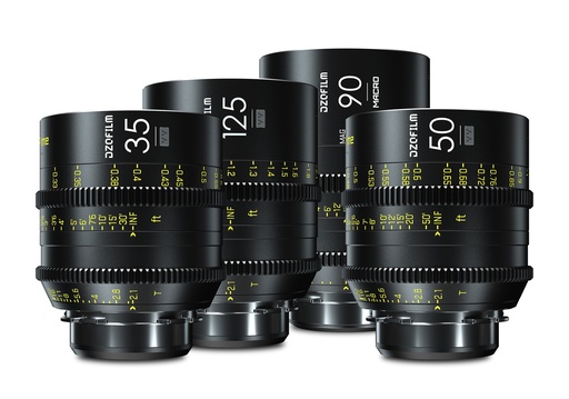 [DZO-VK4APL-M] DZOFILM Vespid Prime 4-Lens Kit (35/50/125 T2.1 + Macro 90 T2.8) metric