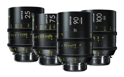 [DZO-VK4BPL-M] DZOFILM Vespid Prime 4-Lens Kit (25/75/100  T2.1 + Macro 90 T2.8) metric