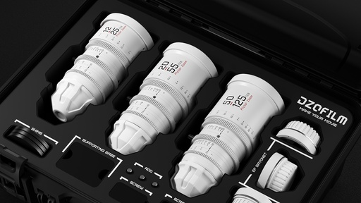 [DZO-7220001W/2W/4W-Kit] DZOFILM Pictor Zoom 3-Lens Kit (12-25/20-55/50-125 T2.8) White