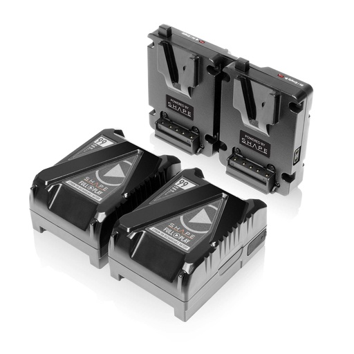 [SHMPV99] SHAPE 2x Mini V-Mount 99WH Batteries + Dual V-Mount Hot Swap Plate