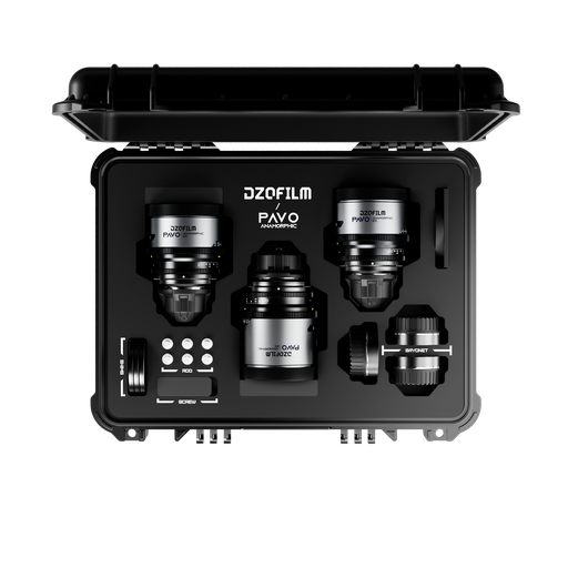 [DZO-PAC3PLMN] DZOFILM Pavo 2x anamorphic Prime C set macro 65mm/180mm T2.8, 135mm T2.5 -Neutral Coating- PL&EF mount (metric)