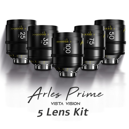 [DZO-SAP5A25IPL] DZOFILM Arles 5-Lens Kit 25/35/50/75/100mm T1.4 FF/VV Prime Cine Lens for PL (imperial)