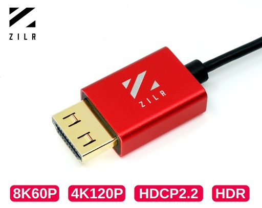 [ZRHAA05] ZILR 8Kp60 2m (Full to Full) Hyper Thin Ultra High Speed HDMI Secure Cable with Ethernet 