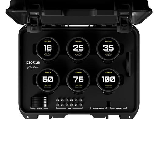 [DZO-SAP6IPL] DZOFILM Arles 6-Lens-Kit 18/25/35/50/75/100mm T1.4 FF/VV Prime Cine Lens for PL (imperial)